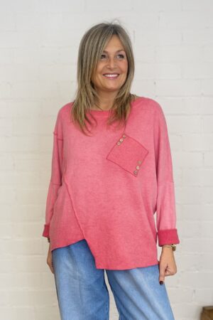 JERSEY POCKET BUTTON CORAL