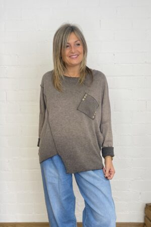 JERSEY POCKET BUTTON MARRON